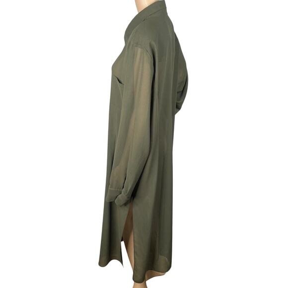 Connie's Moonlight Olive Green Sparkle Shimmer Sheer Duster Cardigan SZ 2X - Picture 6 of 8